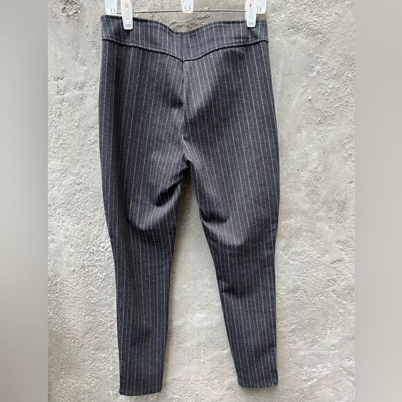 GAP HIGH RISE PINSTRIPE LEGGINGS CONCEALED SIDE ZIPPER CHARCOAL GRAY SIZE MEDIUM - Picture 9 of 10